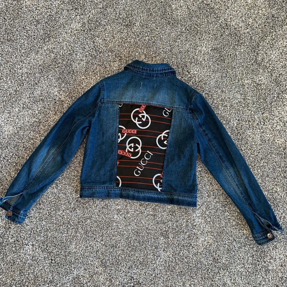 UPCYCLED Gucci Blue dollhouse brand Denim Jacket. Size L, fits like a Medium